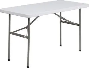 4-Foot Rectangular Plastic Folding Event Table, White Banquet Table for Indoor/Outdoor Use, 330 LBS Static Load, No Assembly 4-Foot Rectangular Plastic Folding Event Table, White Banquet Table for Indoor/Outdoor Use, 330 LBS Static Load, No Assembly