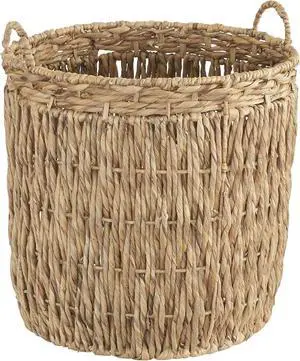 Handwoven Tall Water Hyacinth Floor Basket Decorative Wicker Storage Basket with Reinforced Frame and Carry Handles for Laundry Blanket Household Storage Handwoven Tall Water Hyacinth Floor Basket Decorative Wicker Storage Basket with Reinforced Frame and Carry Handles for Laundry Blanket Household Storage