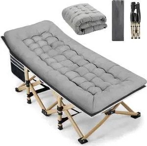 Extra Wide Folding Camping Cot for Adults, 600LBS Max Load, with Thick Removable Mattress, Portable for Outdoor Camping Office Home Nap, Grey Extra Wide Folding Camping Cot for Adults, 600LBS Max Load, with Thick Removable Mattress, Portable for Outdoor Camping Office Home Nap, Grey