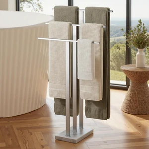 3-Tier Freestanding Floor Towel Rack Heavy Weighted Marble Base SUS304 Stainless Steel Brushed Finish Differentiated Height T Bars Towel Holder for Bathroom Balcony 3-Tier Freestanding Floor Towel Rack Heavy Weighted Marble Base SUS304 Stainless Steel Brushed Finish Differentiated Height T Bars Towel Holder for Bathroom Balcony