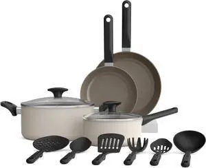 12 Piece Ceramic Nonstick Cookware Set with Tempered Glass Lids and Cool-Touch Handles, Oven Safe All Stovetops Compatible Kitchen Pots and Pans 12 Piece Ceramic Nonstick Cookware Set with Tempered Glass Lids and Cool-Touch Handles, Oven Safe All Stovetops Compatible Kitchen Pots and Pans