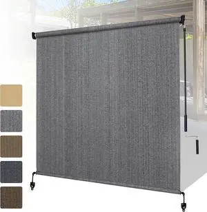 8' W x 8' H Cordless Outdoor Roller Shades, Splicing Design Patio Roll Up Blinds, Gray Exterior Shade Cloth for Porch Gazebo Pergola Balcony 8' W x 8' H Cordless Outdoor Roller Shades, Splicing Design Patio Roll Up Blinds, Gray Exterior Shade Cloth for Porch Gazebo Pergola Balcony
