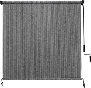 8' W x 8' H Cordless Outdoor Roller Shade, Roll Up Exterior Patio Blinds with 90% UV Protection, Two-Section Pole One-Piece Fabric Design in Grey 8' W x 8' H Cordless Outdoor Roller Shade, Roll Up Exterior Patio Blinds with 90% UV Protection, Two-Section Pole One-Piece Fabric Design in Grey