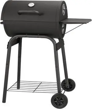 Barrel Charcoal Grill with Side Shelf and Thermometer, 500 Sq. In. Cooking Surface Outdoor BBQ Grill for Backyard Camping Patio Parties Barrel Charcoal Grill with Side Shelf and Thermometer, 500 Sq. In. Cooking Surface Outdoor BBQ Grill for Backyard Camping Patio Parties