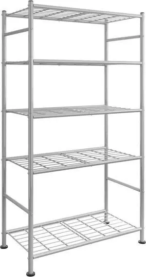 5 Tier Heavy Duty Metal Storage Shelves Organizer with Leveling Feet 33.0"W x12.6"D x72.0"H Silver for Garage Pantry Kitchen Closet 5 Tier Heavy Duty Metal Storage Shelves Organizer with Leveling Feet 33.0"W x12.6"D x72.0"H Silver for Garage Pantry Kitchen Closet