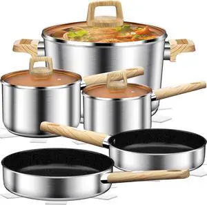 13 Piece Stainless Steel Pots and Pans Set, Tri-Ply Base Induction Cookware, Dishwasher Safe Kitchen Cooking Set 13 Piece Stainless Steel Pots and Pans Set, Tri-Ply Base Induction Cookware, Dishwasher Safe Kitchen Cooking Set