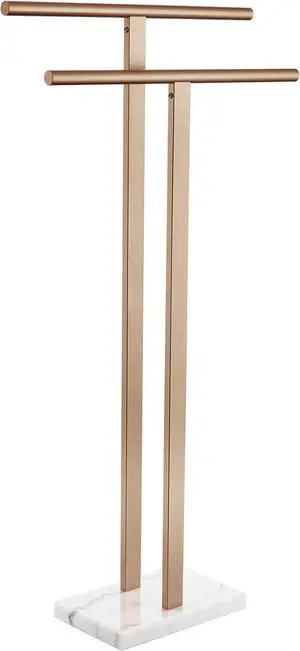 2-Tier Freestanding Towel Rack with Heavy Thickened Marble Base Champagne Bronze SUS304 Stainless Steel Floor Towel Holder for Bathroom Small Spaces 2-Tier Freestanding Towel Rack with Heavy Thickened Marble Base Champagne Bronze SUS304 Stainless Steel Floor Towel Holder for Bathroom Small Spaces
