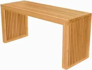 35 Inch Solid Bamboo Dining Bench Farmhouse Indoor Seat, Grille Design Heavy Duty Support Shoe Storage Bench for Entryway Hallway Kitchen Bedroom Bathroom 35 Inch Solid Bamboo Dining Bench Farmhouse Indoor Seat, Grille Design Heavy Duty Support Shoe Storage Bench for Entryway Hallway Kitchen Bedroom Bathroom