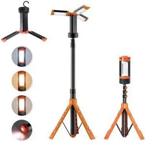 Rechargeable LED Camping Light with Adjustable Tripod Stand, 2500 Lumens Portable Work Lighting with 5 Modes for Emergency Hiking Power Outages Rechargeable LED Camping Light with Adjustable Tripod Stand, 2500 Lumens Portable Work Lighting with 5 Modes for Emergency Hiking Power Outages