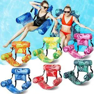 6 Pcs Inflatable Pool Floats Chairs for Adults, Adjustable Floating Lounge Hammock with Tropical Leaf Print, Oxford Fabric & Mesh Seat for Pool, Lake, Beach & Summer Party 6 Pcs Inflatable Pool Floats Chairs for Adults, Adjustable Floating Lounge Hammock with Tropical Leaf Print, Oxford Fabric & Mesh Seat for Pool, Lake, Beach & Summer Party
