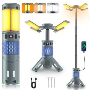 Rechargeable Telescopic Camping Light with Stand, 12000mAh RGB Camping Lantern with Magnetic Base IPX5 Waterproof Portable Flashlight for Camping Hiking Emergency Rechargeable Telescopic Camping Light with Stand, 12000mAh RGB Camping Lantern with Magnetic Base IPX5 Waterproof Portable Flashlight for Camping Hiking Emergency