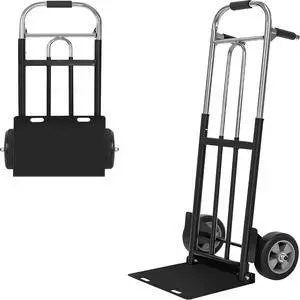 600 LB Heavy Duty Folding Hand Dolly Cart Puncture Proof Solid Rubber Wheels Ergonomic Dual Grip Handle Flat Fold Portable Trolley for Warehouse Home Office Shopping Moving 600 LB Heavy Duty Folding Hand Dolly Cart Puncture Proof Solid Rubber Wheels Ergonomic Dual Grip Handle Flat Fold Portable Trolley for Warehouse Home Office Shopping Moving