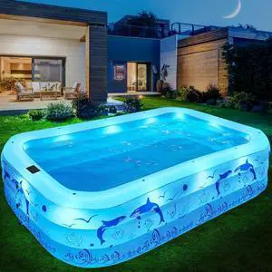 2026 Upgrade Solar Inflatable Pool with LED Lights, 100" X 63" X 20" Large Blow Up Pool, 0.35mm Thickened PVC, 3 Air Chambers, Durable Inflatable Swimming Pool for Adults, Backyard, Light Blue 2026 Upgrade Solar Inflatable Pool with LED Lights, 100" X 63" X 20" Large Blow Up Pool, 0.35mm Thickened PVC, 3 Air Chambers, Durable Inflatable Swimming Pool for Adults, Backyard, Light Blue