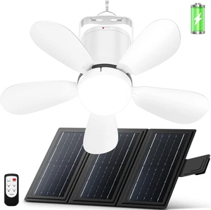 Solar Foldable Ceiling Fan Light with Remote Control, Portable Wireless Battery Operated Fan with 15W Solar Panel for Camping RV Tent Patio Canopy Gazebo Solar Foldable Ceiling Fan Light with Remote Control, Portable Wireless Battery Operated Fan with 15W Solar Panel for Camping RV Tent Patio Canopy Gazebo