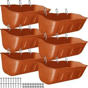 6 Pack 7.5 Quart Hanging Livestock Feed Trough BPA Free Plastic Poultry Feeder Waterer Fence Mount Feed Container for Chickens Ducks Goats Small Animals Terracotta 6 Pack 7.5 Quart Hanging Livestock Feed Trough BPA Free Plastic Poultry Feeder Waterer Fence Mount Feed Container for Chickens Ducks Goats Small Animals Terracotta