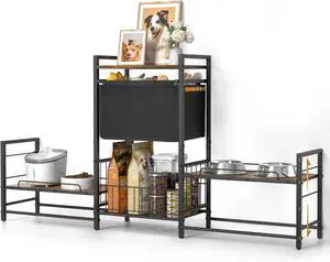 Adjustable Elevated Dog Bowl Stand 4 Height Settings with 2 Feeding Stations Anti Slip Bowl Holder with Storage Basket Toy Bin for Small Medium Large Dogs Adjustable Elevated Dog Bowl Stand 4 Height Settings with 2 Feeding Stations Anti Slip Bowl Holder with Storage Basket Toy Bin for Small Medium Large Dogs