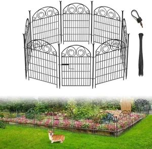 32 Inch Tall Garden Fence with Gate, 8 Panels 17.5 FT Total Length Metal Animal Barrier Fence, Adjustable Uneven Ground Outdoor Temporary Fencing, Anti-Dig Border Fence for Yard Garden Pet Protection 32 Inch Tall Garden Fence with Gate, 8 Panels 17.5 FT Total Length Metal Animal Barrier Fence, Adjustable Uneven Ground Outdoor Temporary Fencing, Anti-Dig Border Fence for Yard Garden Pet Protection