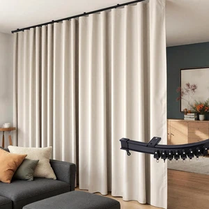 150 x 96 Inch Blackout Room Divider Curtain Set, Flexible Bendable Ceiling Track Privacy Partition, Adjustable Light Control Washable Fabric Space Separator for Bedroom Living Room Office, Beige 150 x 96 Inch Blackout Room Divider Curtain Set, Flexible Bendable Ceiling Track Privacy Partition, Adjustable Light Control Washable Fabric Space Separator for Bedroom Living Room Office, Beige