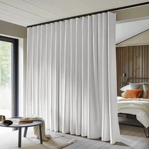 15 x 9 FT Total Blackout Room Divider Curtain, Thermal Insulated Noise Reduction Polyester Curtain, Ceiling Track Mount Privacy Partition Panel for Bedroom Living Room Office Patio, White 15 x 9 FT Total Blackout Room Divider Curtain, Thermal Insulated Noise Reduction Polyester Curtain, Ceiling Track Mount Privacy Partition Panel for Bedroom Living Room Office Patio, White
