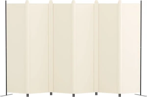 6 Panel 6FT Folding Privacy Screen, 120 x 72 Inch Freestanding Room Divider with Gap Cover Strips, Iron Frame UV Resistant Polyester Partition, Portable Temporary Wall for Home Office, Beige 6 Panel 6FT Folding Privacy Screen, 120 x 72 Inch Freestanding Room Divider with Gap Cover Strips, Iron Frame UV Resistant Polyester Partition, Portable Temporary Wall for Home Office, Beige