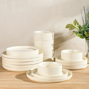 18Piece Beige Porcelain Ceramic Dinnerware Set for 6, Lightweight ScratchResistant Plates and Bowls, Oven Microwave Dishwasher Safe Dining Dishes for Daily Home Use 18Piece Beige Porcelain Ceramic Dinnerware Set for 6, Lightweight ScratchResistant Plates and Bowls, Oven Microwave Dishwasher Safe Dining Dishes for Daily Home Use