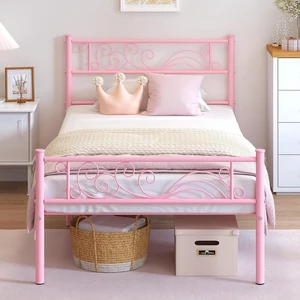 Twin Metal Platform Bed Frame with Headboard, 11.2 Inch Under Bed Storage, Heavy Duty Steel Slats, No Box Spring Needed, Easy Assembly, Pink Twin Metal Platform Bed Frame with Headboard, 11.2 Inch Under Bed Storage, Heavy Duty Steel Slats, No Box Spring Needed, Easy Assembly, Pink