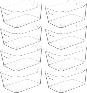 Extra Large Clear Plastic Storage Bins, Stackable BPAFree Organizer Containers for Kitchen Pantry Fridge Freezer Bathroom Laundry Room Home Organization Extra Large Clear Plastic Storage Bins, Stackable BPAFree Organizer Containers for Kitchen Pantry Fridge Freezer Bathroom Laundry Room Home Organization