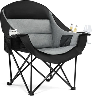 Oversized Padded Folding Camping Chair for Adults, XL HeavyDuty Outdoor Lawn Chair with Cup Holder and Cooler Pockets, Portable for Beach Fishing Sports, Black, Supports 500 lbs Oversized Padded Folding Camping Chair for Adults, XL HeavyDuty Outdoor Lawn Chair with Cup Holder and Cooler Pockets, Portable for Beach Fishing Sports, Black, Supports 500 lbs