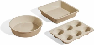 3 Piece Nonstick Ceramic Baking Pan Set, Oven Safe Bakeware Kit Includes 8 Inch Round Pan, 8 Inch Square Pan and 6-Cup Muffin Pan, Toxin-Free Even Heating Kitchen Baking Tools 3 Piece Nonstick Ceramic Baking Pan Set, Oven Safe Bakeware Kit Includes 8 Inch Round Pan, 8 Inch Square Pan and 6-Cup Muffin Pan, Toxin-Free Even Heating Kitchen Baking Tools