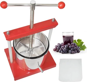 2L / 0.53 Gallon Manual Juice Wine Press, Stainless Steel and Iron Fruit Press with Power Ball Handle, Energy Saving Silent Hand Press for Juice Cider Wine Olive Oil and Cheese Making 2L / 0.53 Gallon Manual Juice Wine Press, Stainless Steel and Iron Fruit Press with Power Ball Handle, Energy Saving Silent Hand Press for Juice Cider Wine Olive Oil and Cheese Making