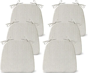 Set of 6 Dining Chair Cushions, 17 x 16 x 2 Inch D-Shaped Non Slip Kitchen Chair Pads with Ties, Soft Breathable Removable Washable Seat Cushions for Indoor Home Kitchen Dining Chairs, Beige Set of 6 Dining Chair Cushions, 17 x 16 x 2 Inch D-Shaped Non Slip Kitchen Chair Pads with Ties, Soft Breathable Removable Washable Seat Cushions for Indoor Home Kitchen Dining Chairs, Beige