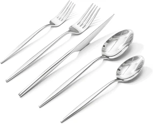 60 Piece 18/10 Stainless Steel Flatware Set, Mirror Polished Service for 12, Rust Resistant Dishwasher Safe Silverware Utensils for Home Restaurant Wedding 60 Piece 18/10 Stainless Steel Flatware Set, Mirror Polished Service for 12, Rust Resistant Dishwasher Safe Silverware Utensils for Home Restaurant Wedding