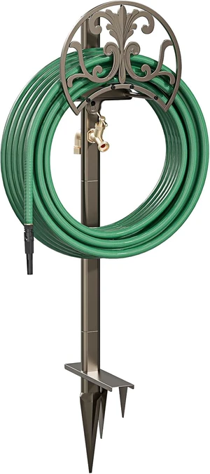 Heavy Duty Freestanding Garden Hose Stand with Brass Faucet, Weather Resistant Metal Hose Holder, Detachable Decorative Hose Storage Rack Holds 150FT Hose for Patio Lawn Yard Outdoor Heavy Duty Freestanding Garden Hose Stand with Brass Faucet, Weather Resistant Metal Hose Holder, Detachable Decorative Hose Storage Rack Holds 150FT Hose for Patio Lawn Yard Outdoor