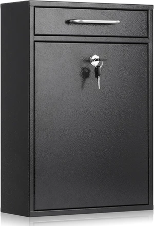 XL Large Wall Mount Metal Locking Mailbox with Key Lock, Secure Hanging Post Box, Heavy Duty Key Drop Storage Box for Letters Newspapers, Indoor and Covered Outdoor Use XL Large Wall Mount Metal Locking Mailbox with Key Lock, Secure Hanging Post Box, Heavy Duty Key Drop Storage Box for Letters Newspapers, Indoor and Covered Outdoor Use
