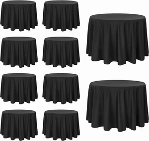 10 Pack 120 Inch Black Round Tablecloth, Wrinkle and Stain Resistant Washable Polyester Table Cover, Durable Reusable Table Protector for Dining Wedding Birthday Banquet Buffet Restaurant Party 10 Pack 120 Inch Black Round Tablecloth, Wrinkle and Stain Resistant Washable Polyester Table Cover, Durable Reusable Table Protector for Dining Wedding Birthday Banquet Buffet Restaurant Party
