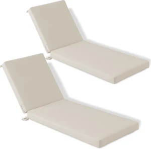 2 Pack 72x22.5 Inch Outdoor Chaise Lounge Cushions, 3.5" Thick High Density Foam Waterproof Fade Resistant Oxford Cushion with Non Slip Ties Washable Cover for Patio Pool Backyard Beige 2 Pack 72x22.5 Inch Outdoor Chaise Lounge Cushions, 3.5" Thick High Density Foam Waterproof Fade Resistant Oxford Cushion with Non Slip Ties Washable Cover for Patio Pool Backyard Beige