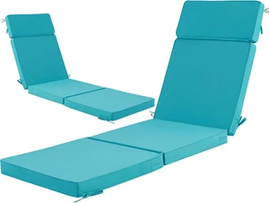 2 Pack 72x21 Inch Outdoor Chaise Lounge Cushions, 4 Section Water Repellent Fade Resistant Replacement Pad with 6 Tie Straps, Washable Removable Cover for Patio Pool Folding Lounges Teal 2 Pack 72x21 Inch Outdoor Chaise Lounge Cushions, 4 Section Water Repellent Fade Resistant Replacement Pad with 6 Tie Straps, Washable Removable Cover for Patio Pool Folding Lounges Teal