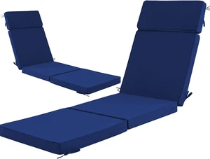 2 Pack 72x21 Inch Outdoor Chaise Lounge Cushions, Water Repellent Fade Resistant 4 Section Replacement Pad with 6 Tie Straps, Washable Cover for Patio Pool Folding Lounges Navy Blue 2 Pack 72x21 Inch Outdoor Chaise Lounge Cushions, Water Repellent Fade Resistant 4 Section Replacement Pad with 6 Tie Straps, Washable Cover for Patio Pool Folding Lounges Navy Blue