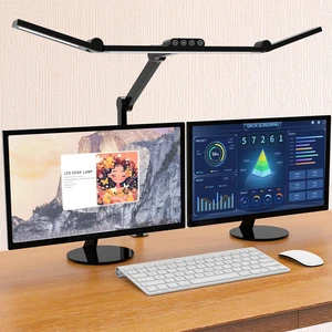 24W Ultra Bright Clamp LED Desk Lamp, Adjustable Swing Arm Table Light, Auto Dimming Sensor, Stepless Dimming & Color Temperature, Ambient Eye-Caring Light for Office Study 24W Ultra Bright Clamp LED Desk Lamp, Adjustable Swing Arm Table Light, Auto Dimming Sensor, Stepless Dimming & Color Temperature, Ambient Eye-Caring Light for Office Study