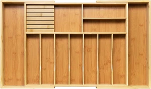 Expandable Bamboo Kitchen Drawer Organizer, Extra Large Adjustable Cutlery Divider with Removable Knife Block, 10-12 Compartments Multifunctional Utensil Storage Holder for Kitchen Drawer Expandable Bamboo Kitchen Drawer Organizer, Extra Large Adjustable Cutlery Divider with Removable Knife Block, 10-12 Compartments Multifunctional Utensil Storage Holder for Kitchen Drawer