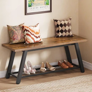 Industrial Rustic Storage Bench, Wooden and Powder-Coated Metal Shoe Bench with Mesh Shelf and Tall Compartment, Multipurpose Entryway Bench Seat for Hallway Bedroom Living Room, Retro Brown Industrial Rustic Storage Bench, Wooden and Powder-Coated Metal Shoe Bench with Mesh Shelf and Tall Compartment, Multipurpose Entryway Bench Seat for Hallway Bedroom Living Room, Retro Brown