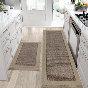 2-Piece Washable Kitchen Rugs Set, Non Slip Absorbent Kitchen Floor Mats, Stain Resistant Polypropylene Runner Rugs, 24"x36"+24"x60" Taupe Floor Mats for Kitchen Home Decor 2-Piece Washable Kitchen Rugs Set, Non Slip Absorbent Kitchen Floor Mats, Stain Resistant Polypropylene Runner Rugs, 24"x36"+24"x60" Taupe Floor Mats for Kitchen Home Decor