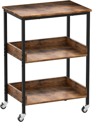3-Tier Rolling Microwave Cart, Metal Frame Storage Cart with Wooden Shelves, Lockable Casters and Side Hooks, Multifunctional Mobile Utility Stand for Home Kitchen Living Room 3-Tier Rolling Microwave Cart, Metal Frame Storage Cart with Wooden Shelves, Lockable Casters and Side Hooks, Multifunctional Mobile Utility Stand for Home Kitchen Living Room