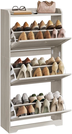 Shoe Storage Cabinet with 3 Flip Drawers, Slim, Holds 1220 Pairs | Adjustable and Removable Dividers, Entryway, 9.4 x 23.6 x 47.7 Inches, Oatmeal, SIREN Collection ULBC036LN02S Shoe Storage Cabinet with 3 Flip Drawers, Slim, Holds 1220 Pairs | Adjustable and Removable Dividers, Entryway, 9.4 x 23.6 x 47.7 Inches, Oatmeal, SIREN Collection ULBC036LN02S