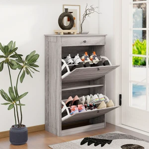 Shoe Rack Cabinet 2 Flip Drawers, Entryway Shoe Storage, Wash Grey | Narrow Shoe Cabinet Organizer with Top Drawer, Freestanding Hidden Shoe Organizer for Entryway , Hallway, Foyer Shoe Rack Cabinet 2 Flip Drawers, Entryway Shoe Storage, Wash Grey | Narrow Shoe Cabinet Organizer with Top Drawer, Freestanding Hidden Shoe Organizer for Entryway , Hallway, Foyer