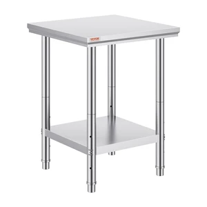 Stainless Steel 24 x 24 x 32 Inch Commercial Kitchen Prep Work Table | for Restaurant, Home and Hotel, 700 lbs Load Capacity Heavy Duty Metal Food Table, with Adjustable Feet & 3 Height Levels Stainless Steel 24 x 24 x 32 Inch Commercial Kitchen Prep Work Table | for Restaurant, Home and Hotel, 700 lbs Load Capacity Heavy Duty Metal Food Table, with Adjustable Feet & 3 Height Levels