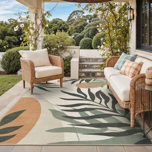 5x8 Outdoor Rug, Washable for Patio and Deck, Beige Olive | Botanical leaf design for porch; fade resistant chenille with quick-dry non-slip backing for indoor sunroom. 5x8 Outdoor Rug, Washable for Patio and Deck, Beige Olive | Botanical leaf design for porch; fade resistant chenille with quick-dry non-slip backing for indoor sunroom.