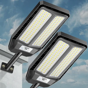 5000W Solar Street Lights Outdoor, 7000K Solar Light Outdoor, 2 Pack | IP67 Waterproof Street Light Dusk to Dawn, LED Wide Angle Flood Light with Motion Sensor and Remote Control for Parking Lot 5000W Solar Street Lights Outdoor, 7000K Solar Light Outdoor, 2 Pack | IP67 Waterproof Street Light Dusk to Dawn, LED Wide Angle Flood Light with Motion Sensor and Remote Control for Parking Lot