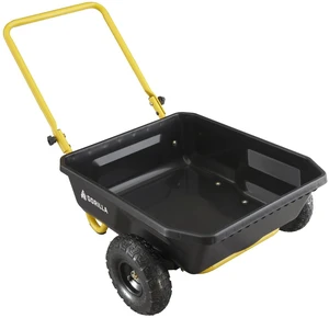 Poly Dump Cart, 2-Wheel Garden Wagon, 4 Cu Ft, 300lb Capacity | Compact 2-wheel poly dump cart for gardeners in tight spaces needing an easy-to-maneuver hauler for soil and mulch. Poly Dump Cart, 2-Wheel Garden Wagon, 4 Cu Ft, 300lb Capacity | Compact 2-wheel poly dump cart for gardeners in tight spaces needing an easy-to-maneuver hauler for soil and mulch.