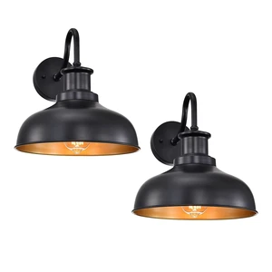 Outdoor Barn Lights, Farmhouse Outdoor Wall Sconces, Rustic Exterior Wall Mount Lights, Vintage Outside Lighting Fixtures, Industrial Black Gold Lanterns for Barn Shed Porch Garage Patio, 2 Pack Outdoor Barn Lights, Farmhouse Outdoor Wall Sconces, Rustic Exterior Wall Mount Lights, Vintage Outside Lighting Fixtures, Industrial Black Gold Lanterns for Barn Shed Porch Garage Patio, 2 Pack